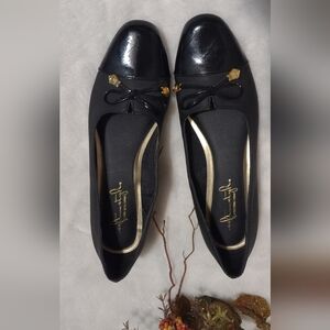 Black Women's Flats with Gold Accents